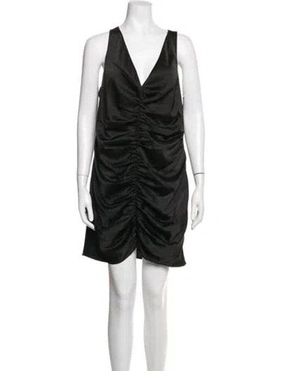 Pre-owned Hutch V-neck Mini Dress In Black