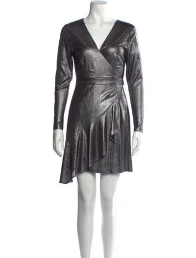 Pre-owned Hutch V-neck Mini Dress In Grey/metallic