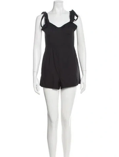 Pre-owned Hutch V-neck Romper In Black