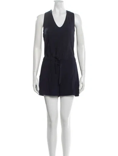 Pre-owned Hutch V-neck Romper In Blue
