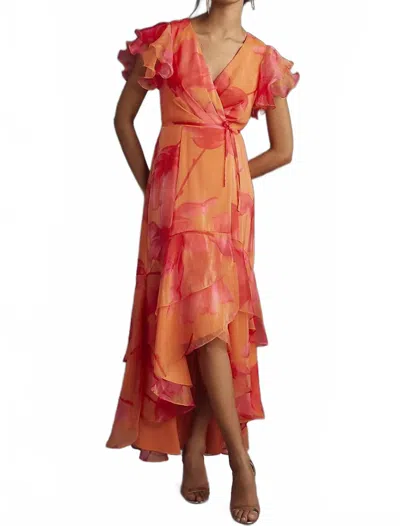 Hutch Whitlee Floral Wrap Dress In Coral In Red