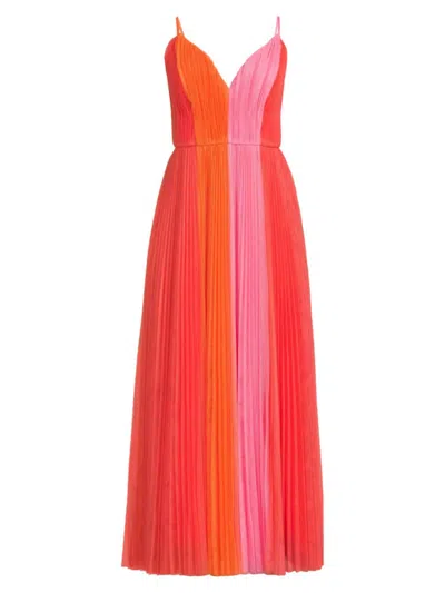 Hutch Women's Calypso Pleated Gown In Warm Multi Pink/red/orange