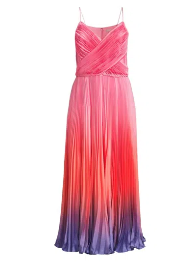 Hutch Fiji Pleated Midi Dress In Sunset Gradient