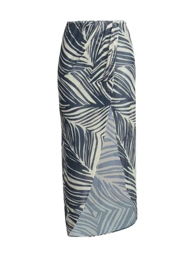 Hutch Women's Jelena Palm Print Sarong Midi-skirt In Navy Swirl