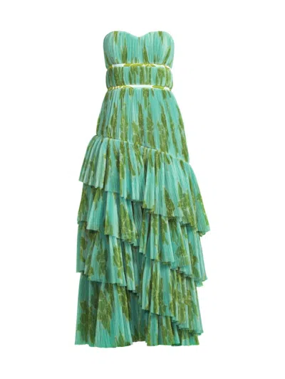 Hutch Women's Lanza Pleated Tiered Gown In Seafoam Dramatic
