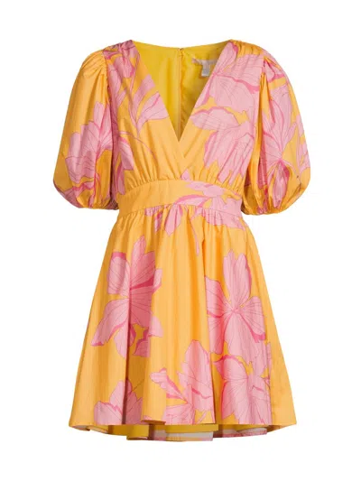 Hutch Letty Floral Print Dress In Apricot Pink In Multi