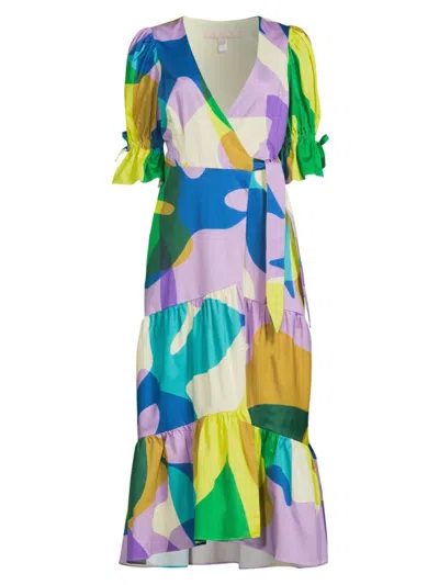Hutch Women's Marisol Printed Wrap Dress In Pop Green Geo