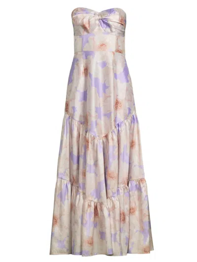 Hutch Women's Rosewood Floral Strapless Gown In Lavender Romantic Floral