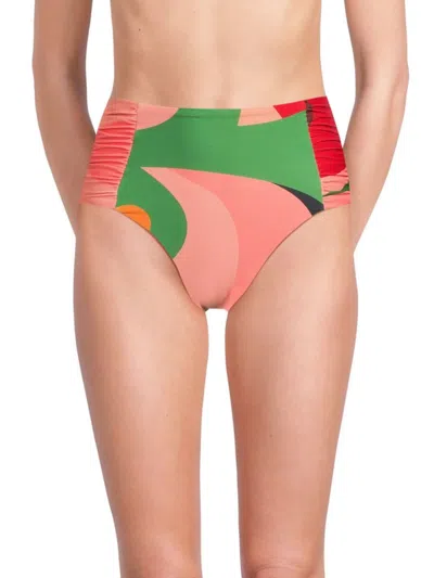 Hutch Women's Soma Ruched Bikini Bottom In Peach Multi