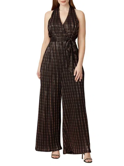 Hutch Women's Tali Striped Surplice Jumpsuit In Black