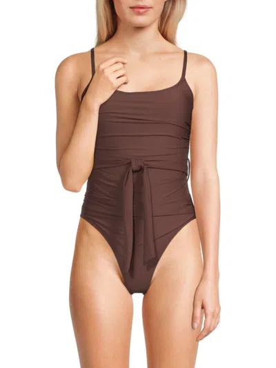 Hutch Women's Zenna Floral Ruched One Piece Swimsuit In Mocha