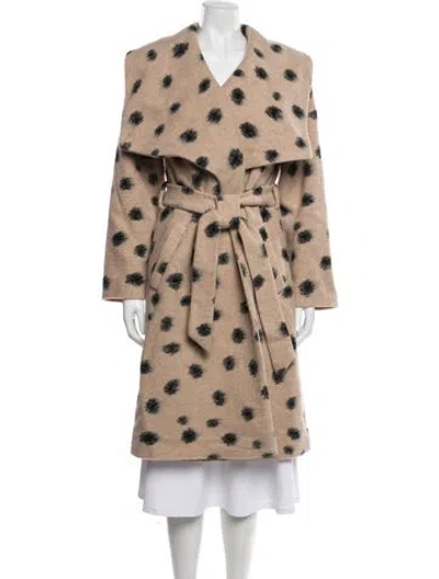 Pre-owned Hutch Wool Polka Dot Print Coat In Neutrals