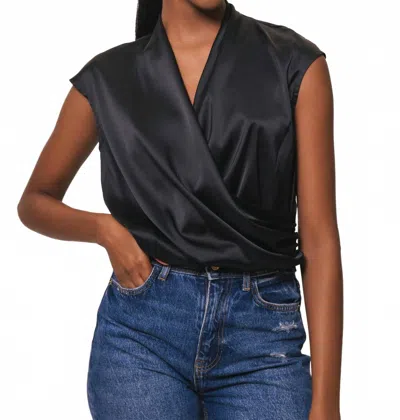 Hutch Wrap Cowl Neck Sleeveless Top In Black