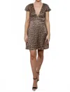 Hutch Z Leopard Times V-neck Mini Dress In Brown In Brown