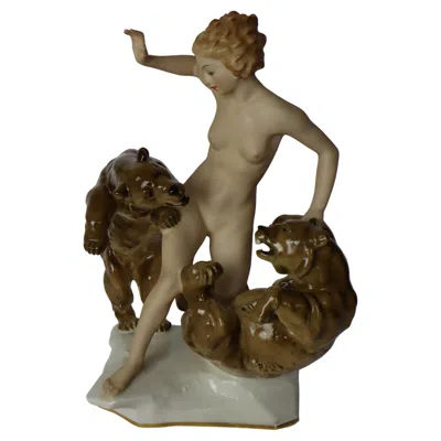 Pre-owned Hutschenreuther Art-déco Porcelain Statue: "jealousy" By Karl Tutter,  In Brown