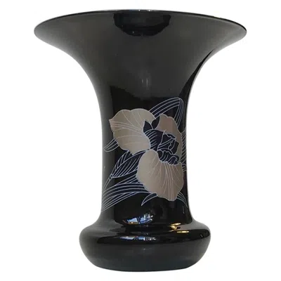 Pre-owned Hutschenreuther Black Glass Trumpet Vase By , Leonard, Germany, 1980s