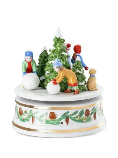 Hutschenreuther Children Snow-scene Musical Box In White