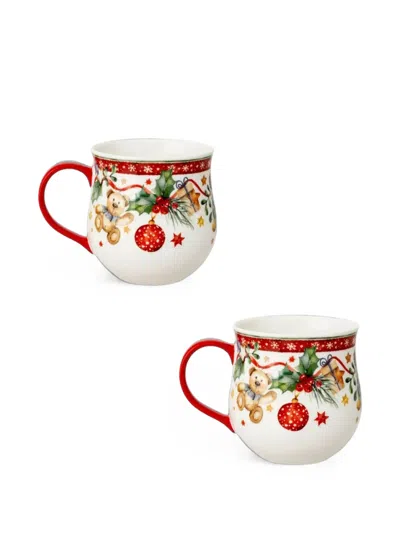 Hutschenreuther Christmas Teddy-bear-print Mugs (set Of 2) In Multi