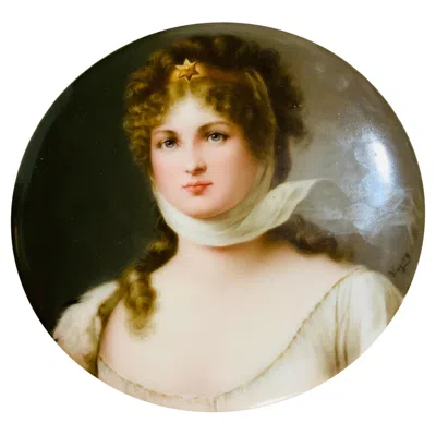 Pre-owned Hutschenreuther C.m. Hand Painted Porcelain Plaque Of Queen Louise Of Prussia In Brown