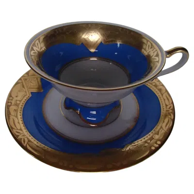 Pre-owned Hutschenreuther Elegant Porcelain Coffee Cup By  Selb Bavaria Gold Plated In Black