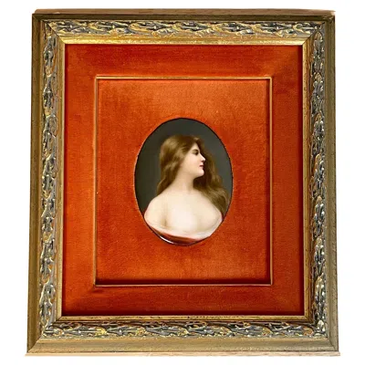 Pre-owned Hutschenreuther German Painting On Porcelain Of A Beauty, Signed Wagner In Brown