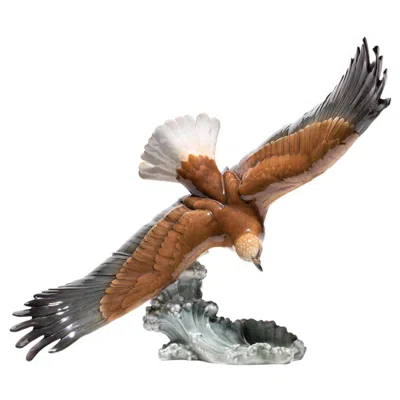 Pre-owned Hutschenreuther Hans Achtziger Porcelain Figurine "white Tailed Eagle" In Brown