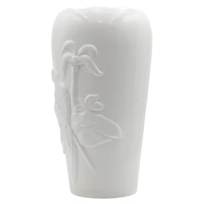 Pre-owned Hutschenreuther Large White Porcelain Vase By , Palm Tree Relief, 1970