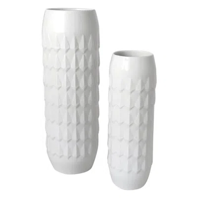Pre-owned Hutschenreuther Pair Of German Vintage White Porcelain Vases By , 1960s