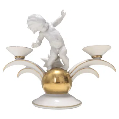 Pre-owned Hutschenreuther Porcelain Candle Holder By Karl Tutter For , Germany In Gold