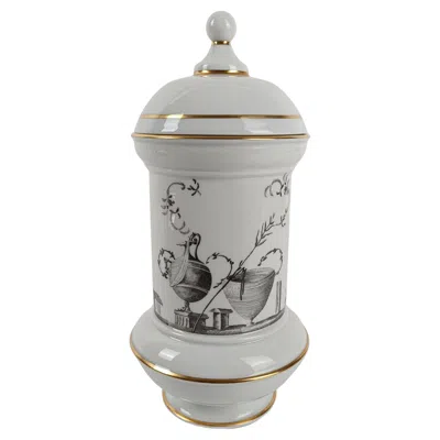 Pre-owned Hutschenreuther Porcelain Jar With Decoration Inspired By Fabius Von Gugel's Pompeii Lithographs In Transparent