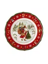 Hutschenreuther Santa-scene Scalloped Plate In Red