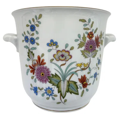 Pre-owned Hutschenreuther Tirschenreuth, Germany Porcelain Cachepot With Floral Decoration In Transparent