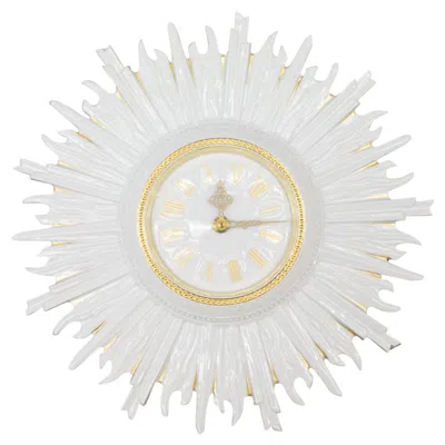 Pre-owned Hutschenreuther Very Rare  Sunburst Wall Clock In Porcelain, Germany, 1960s In Gray