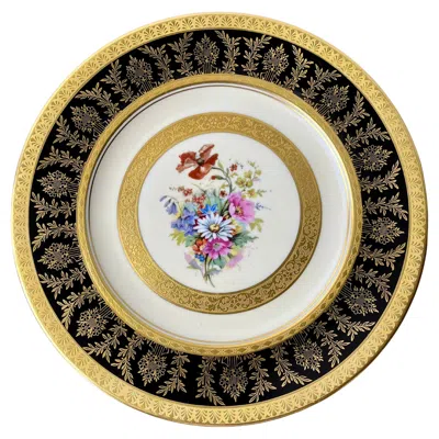 Pre-owned Hutschenreuther Vintage Century Royal Bavarian  Hand Painted Floral Plates Selb In Sand