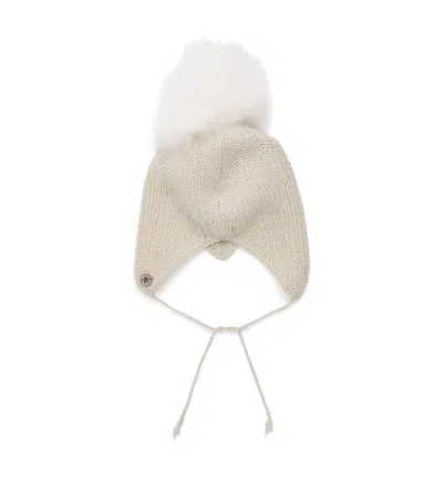 Huttelihut Kids' Alpaca Wool Knitted Hat In Ivory