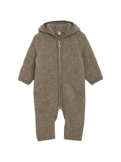 Huttelihut Babies' Ear-detail Hooded Romper In Brown