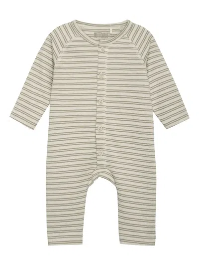 Huttelihut Babies' Striped Buttoned Romper In Neutral