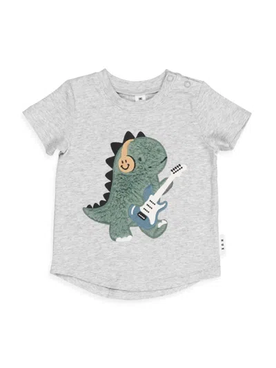 Huxbaby Baby's & Little Boy's Memory Lane Furry Dino T-shirt In Grey