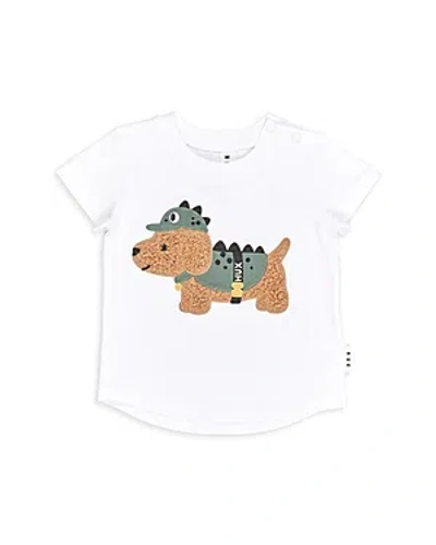 Huxbaby Boys' Dino Dog Cotton Blend Jersey Applique Tee - Baby, Little Kid In White