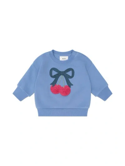 Huxbaby Kids'  Cherry Bow Sweatshirt In Blue