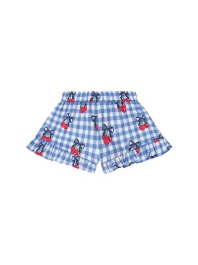 Huxbaby Kids'  Cherry Gingham Shorts In Blue