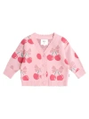 Huxbaby Cherry Pie Scalloped Knit Cardi In Pink