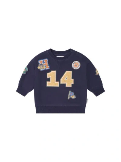 Huxbaby Kids'  Collegiate Patches Sweatshirt In Blue