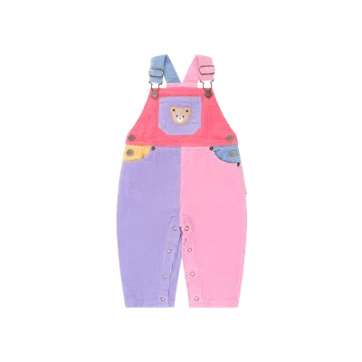 Huxbaby Kids'  Colour Block Girl Cord Overalls In Multi