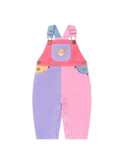 Huxbaby Colour Block Girl Cord Overalls In Multi
