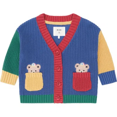 Huxbaby Kids'  Colour Block Varsity Hux Cardi In Blue