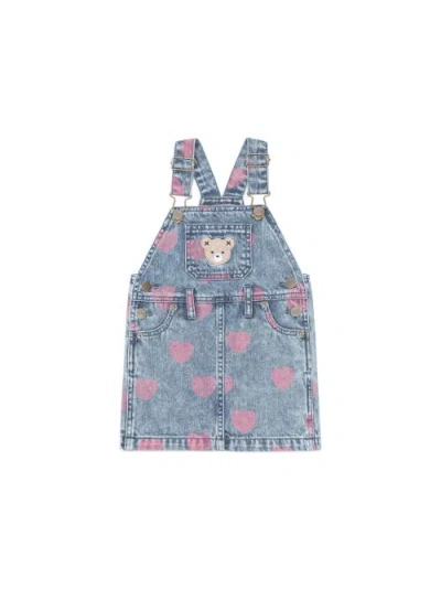 Huxbaby Dreamy Denim Hearts Pinafore In Blue