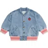 Huxbaby Dreamy Denim Strawberry Bomber In Blue