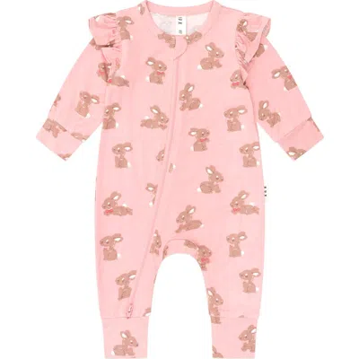 Huxbaby Dusty Pink Bunny Zip Romper