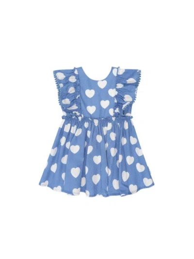 Huxbaby Frill Heart Bow Dress In Blue